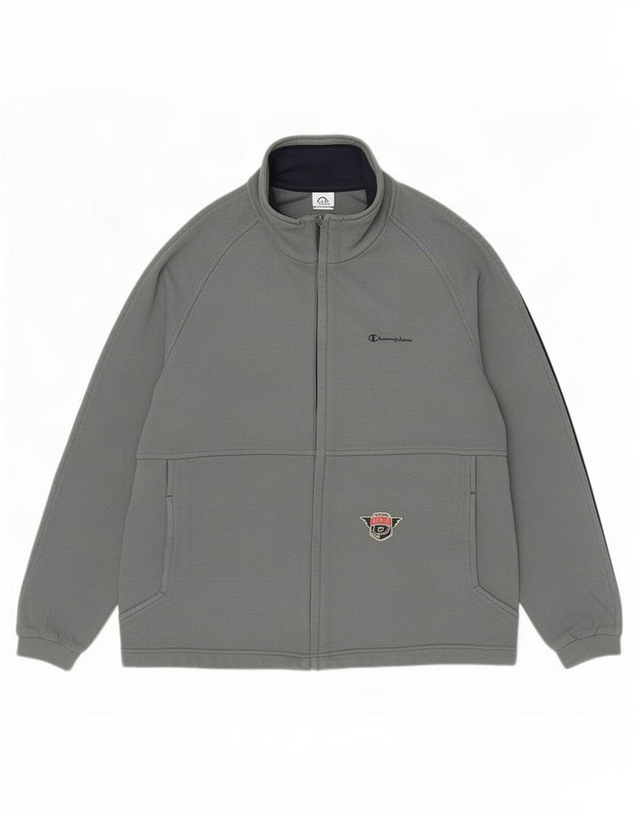 Champion Herren-Trainingsanzug-Topjacke, groß, grau gestreift