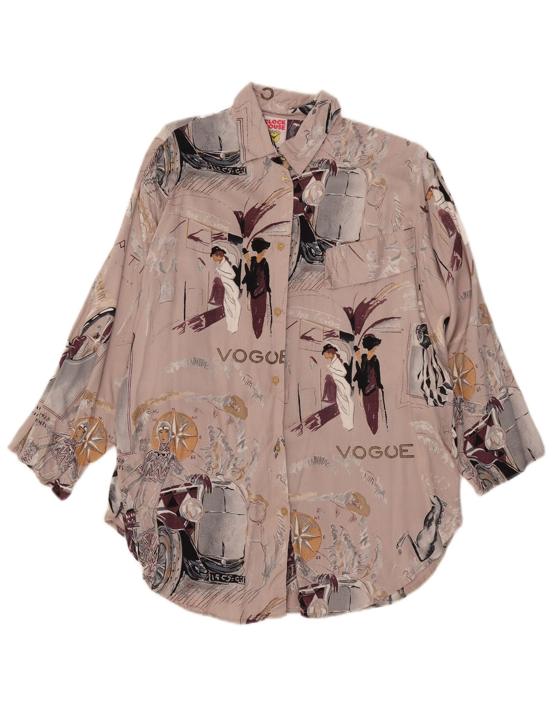 C&A Damen-Hemdbluse mit Clock House-Grafik, übergroß, Gr. 10, Beige
