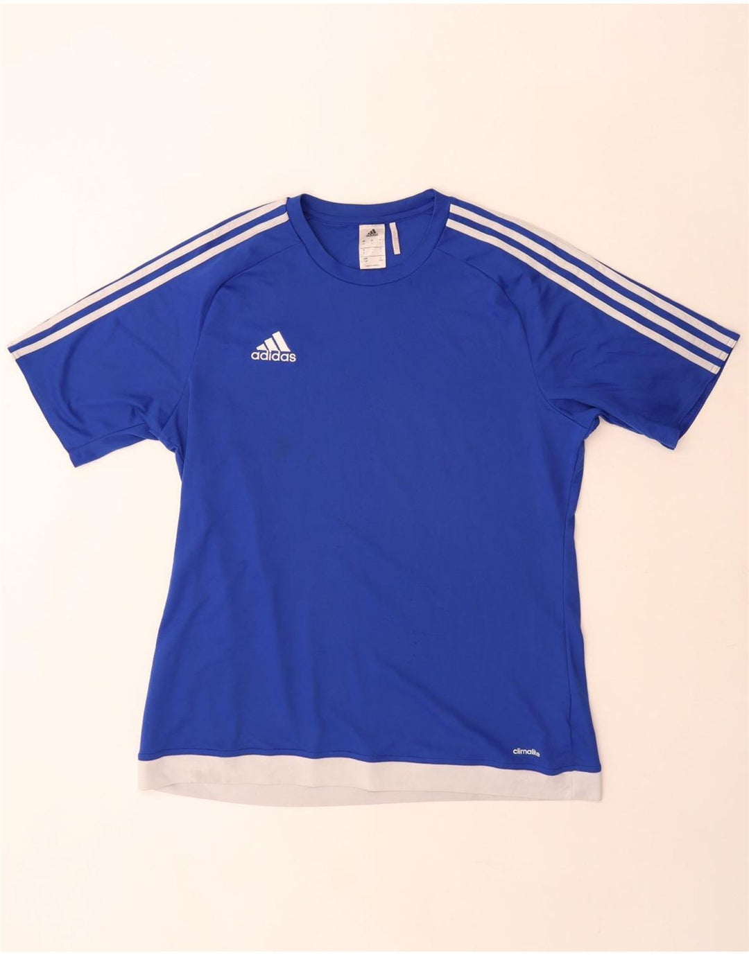 Adidas Herren Climalite T-Shirt Top Large Blau Colourblock Polyester