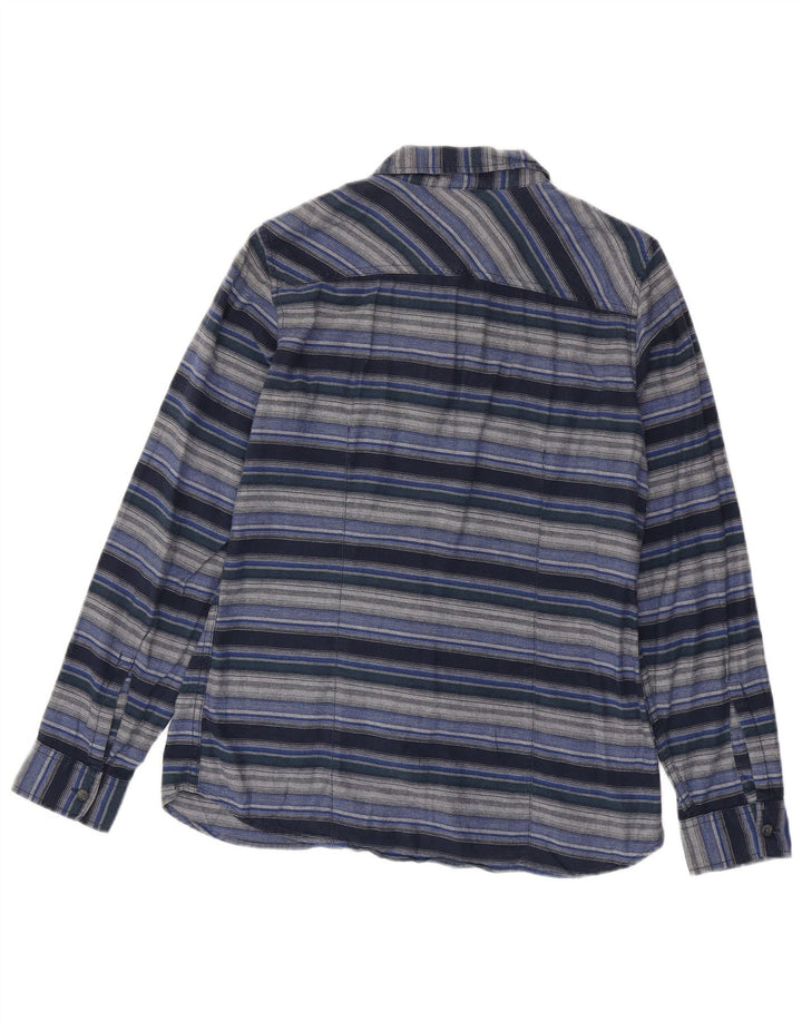 EDDIE BAUER Damen Flanellhemd UK 14 Mittel Marineblau gestreift