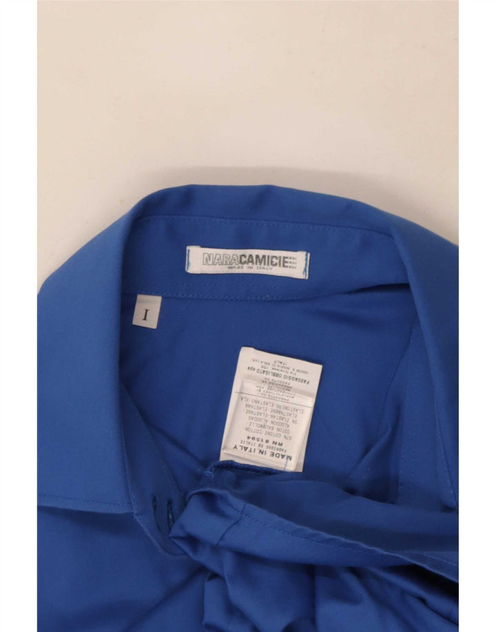 Naracamicie Damen-Hemd UK 12 aus mittelblauer Baumwolle