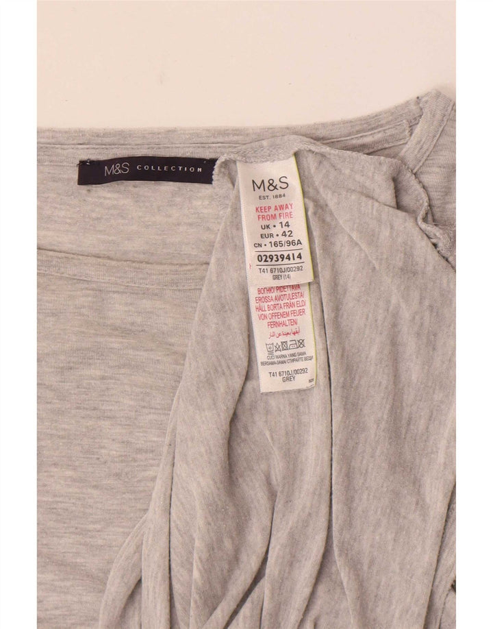 Marks & Spencer Damen Top Langarm UK 14 Mittelgrau Modal