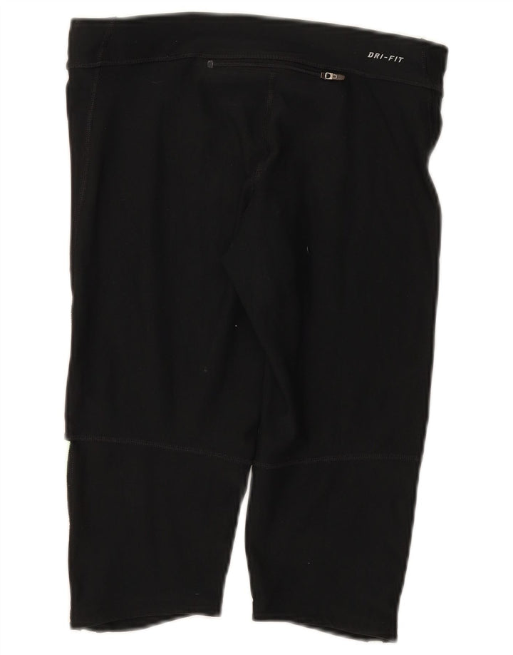 NIKE Womens Dri Fit Bermuda Sport Shorts UK 12 Medium Black Polyester