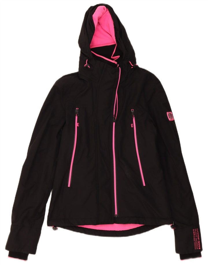 Superdry Damen-Windbreakerjacke mit Kapuze, UK 8, Größe S, Schwarz, Polyester