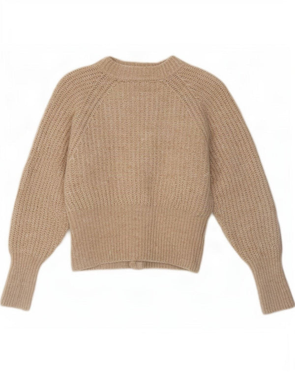 Zara Damen-Cardigan-Pullover UK 12 Medium Beige Polyester