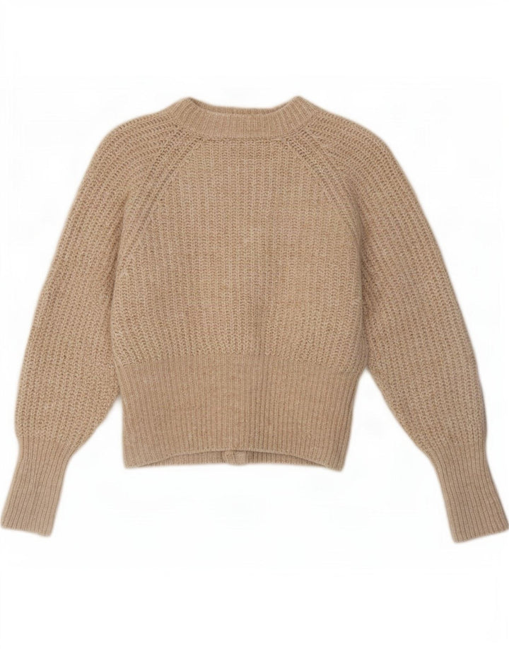 Zara Damen-Cardigan-Pullover UK 12 Medium Beige Polyester