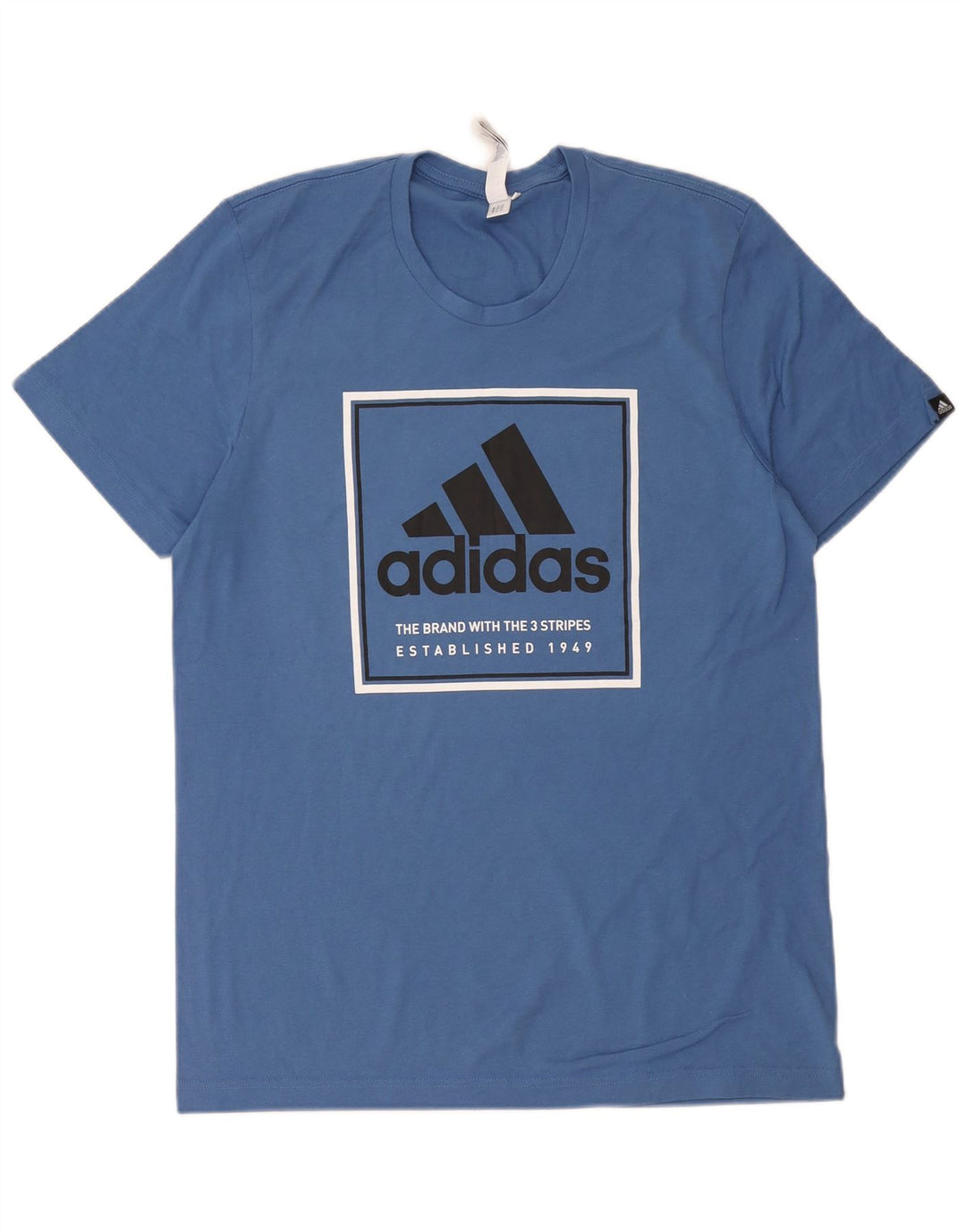 Adidas Herren T-Shirt mit drei Streifen, mittelblauer Baumwolle
