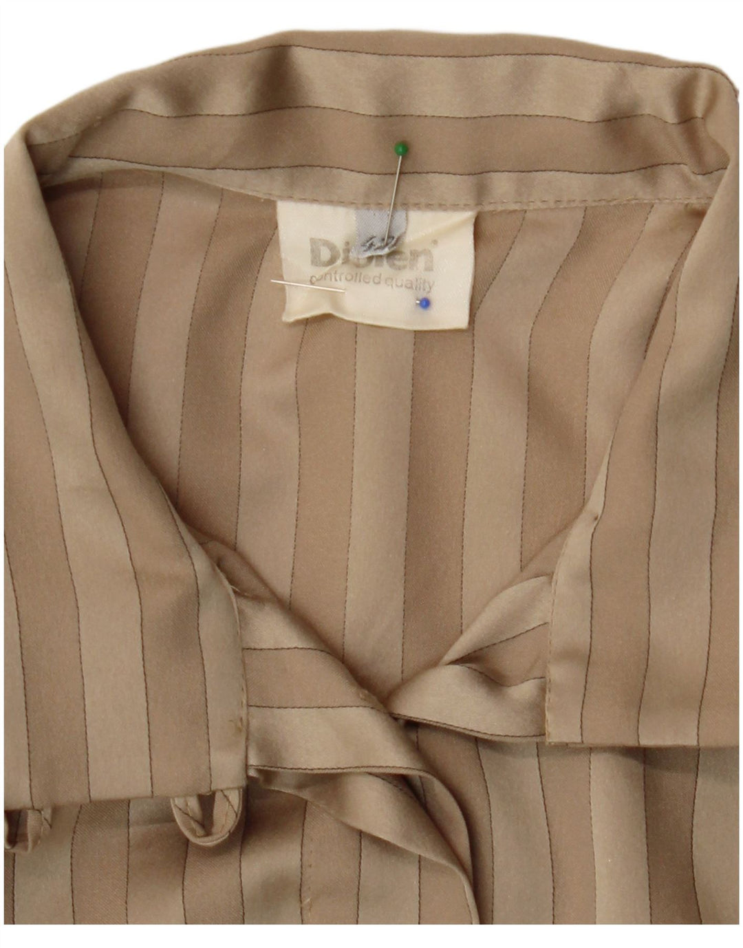 DIOLEN Womens Long Sleeve Maxi Dress EU 42 Large Beige Striped Polyester