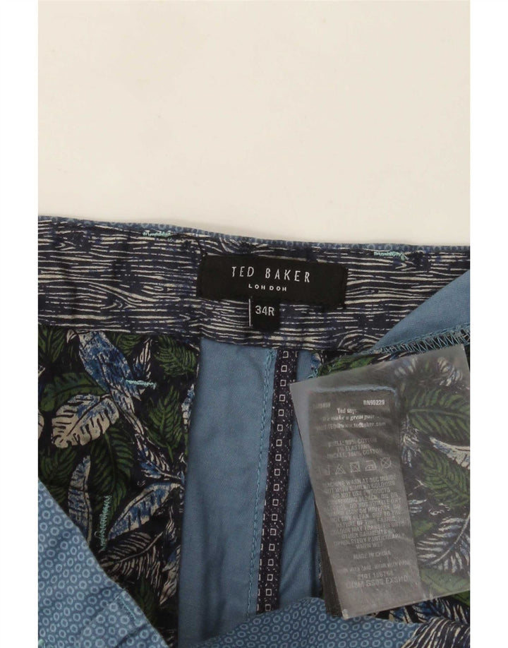 Ted Baker Herren-Chinoshorts, W34, groß, blaue geometrische Baumwolle