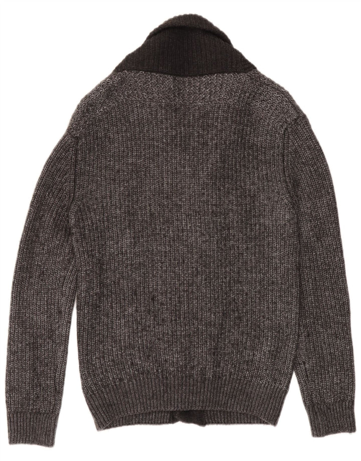 Zara Herren-Strickjacke, groß, grau geflecktes Acryl