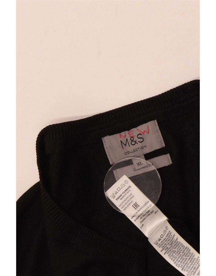 Marks & Spencer Herren-Pullover mit V-Ausschnitt, XL, schwarzes Acryl