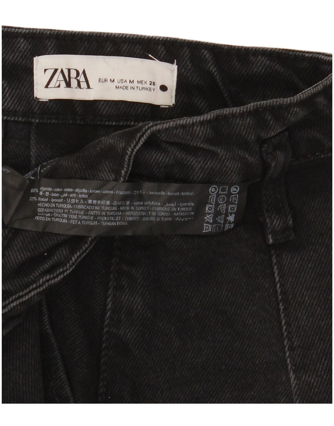 Zara Damen Mini-Jeansrock Medium W32 Schwarze Baumwolle