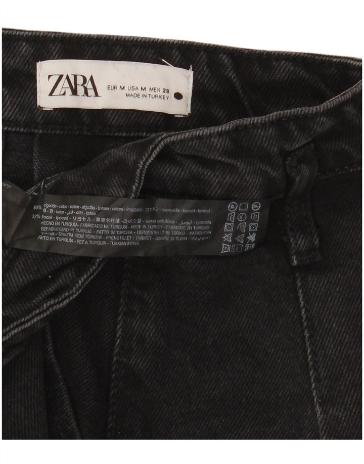 Zara Damen Mini-Jeansrock Medium W32 Schwarze Baumwolle