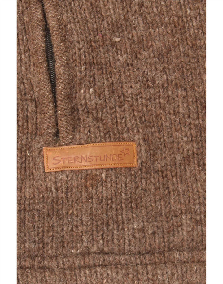 Sternstunde Damen Strick-Windjacke UK 14 Mittelbraun Geometrisch