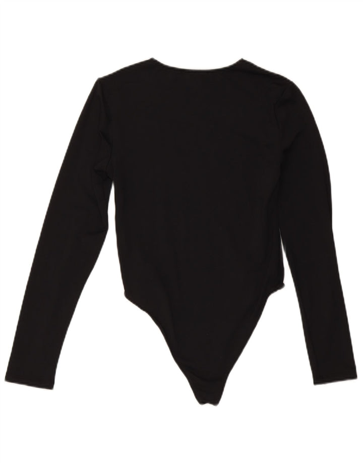 Zara Damen Langarm-Body UK 12 Medium Schwarz Polyamid