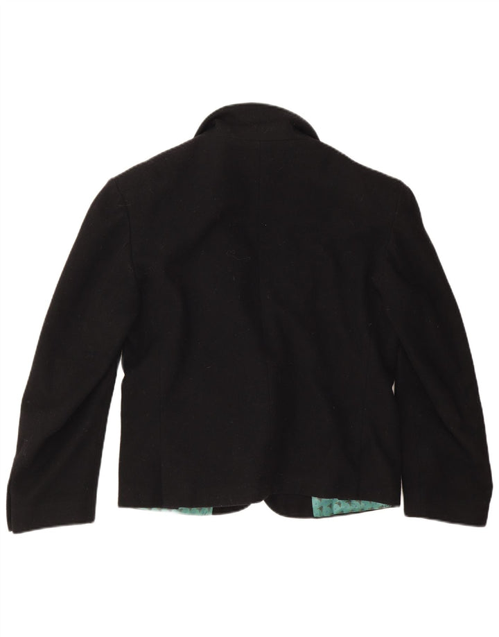 Benetton Damen-Blazer mit 1 Knopf, IT 44, mittelschwarze Wolle