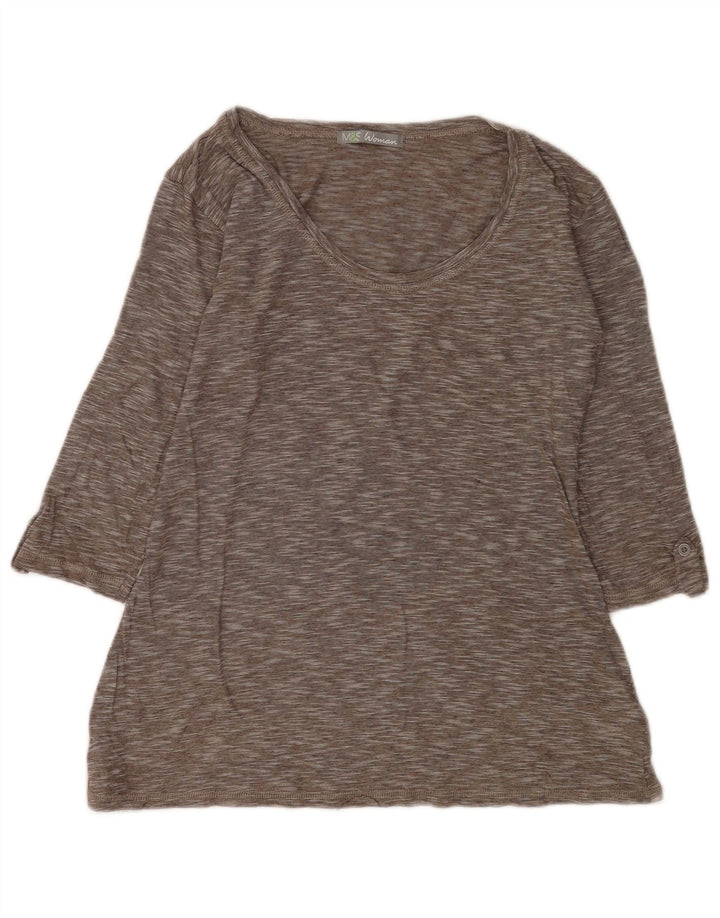 Marks & Spencer Damen-Top, 3/4-Ärmel, UK-Größe 12, mittelgrau gefleckte Baumwolle