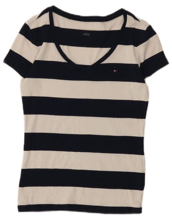 Tommy Hilfiger Damen T-Shirt Top UK 8 Small Marineblau gestreift Baumwolle