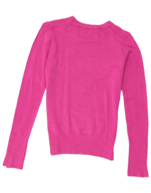 Zara Damen-Pullover mit U-Boot-Ausschnitt, UK 10, kleine rosa Viskose