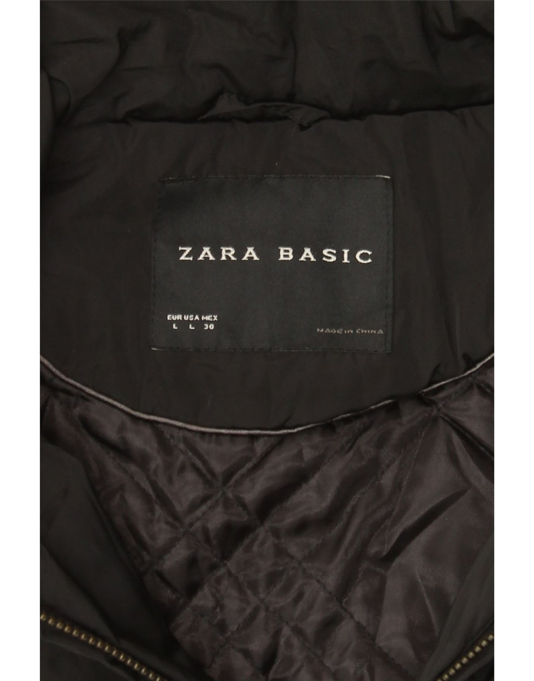 Zara Damen Wattierte Jacke UK 14 Large Schwarz