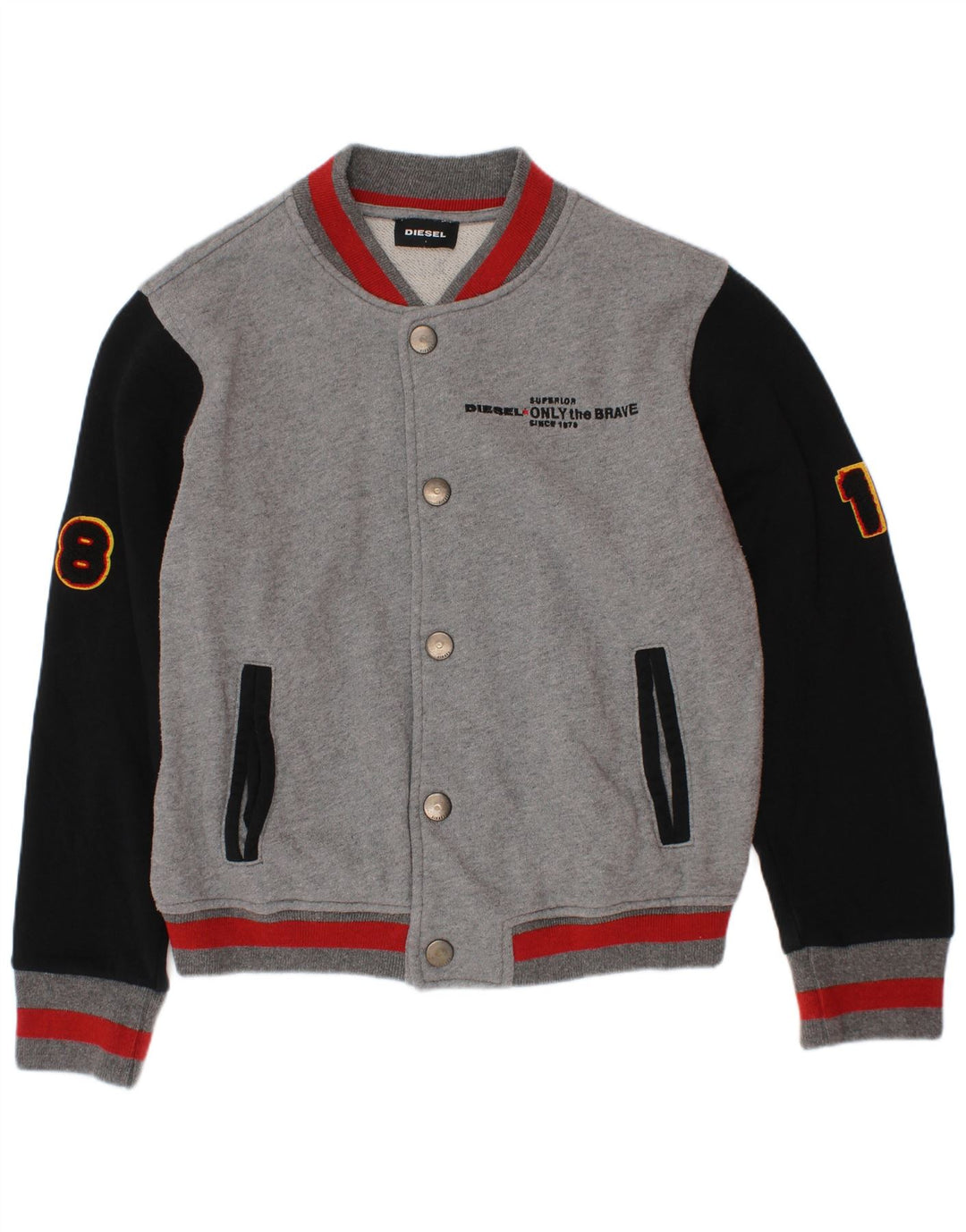 Diesel Boys Graphic Varsity Jacket 7–8 Jahre Grauer Farbblock