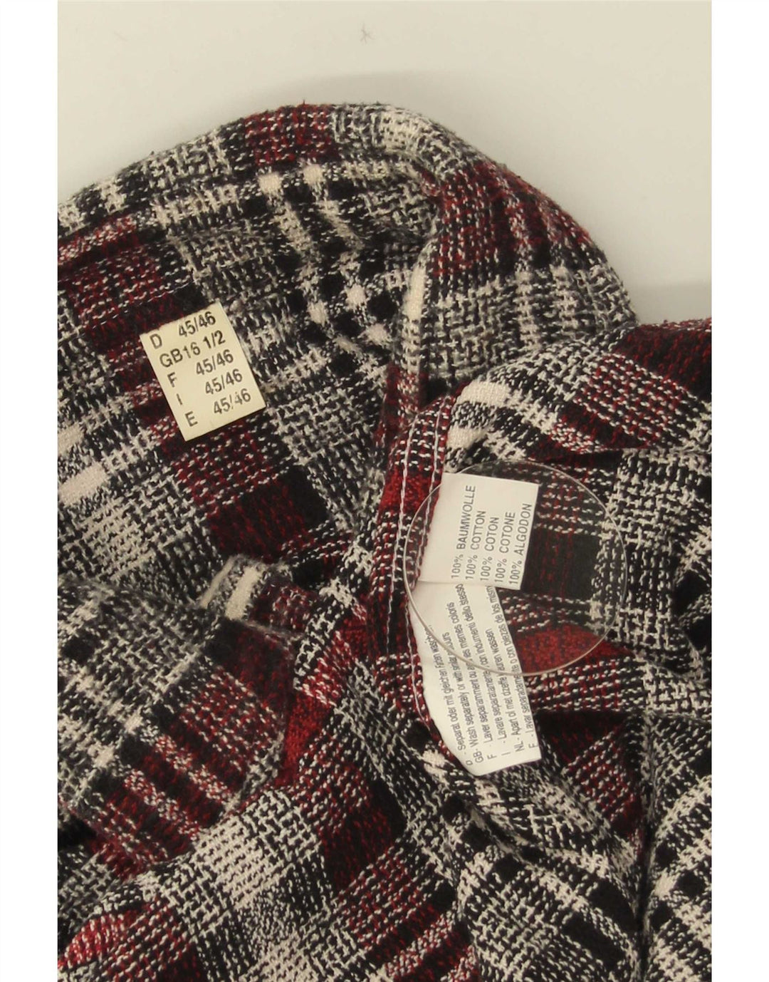 Vintage Herren Flanellhemd Größe 16 1/2 Große grau karierte Baumwolle