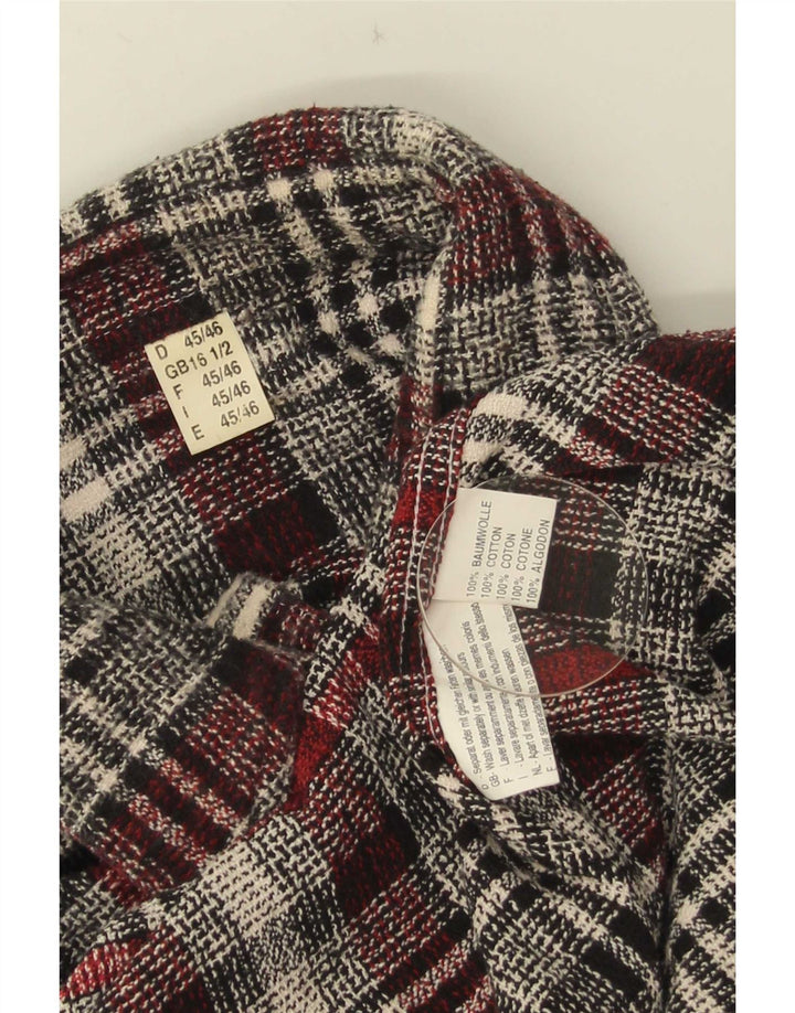 Vintage Herren Flanellhemd Größe 16 1/2 Große grau karierte Baumwolle