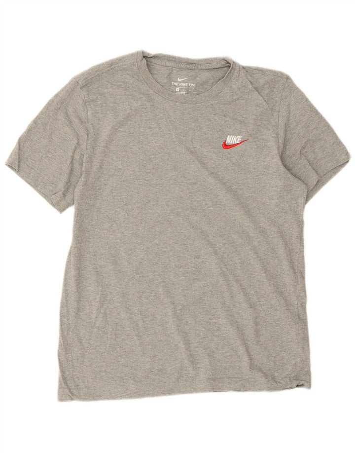 Nike Herren-T-Shirt-Oberteil aus mittelgrau gefleckter Baumwolle