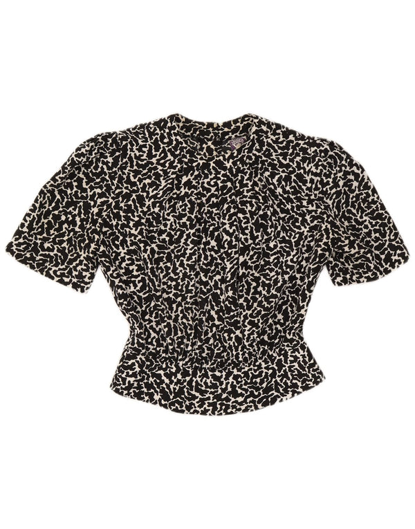 Yessica Damen Crop Bluse Top EU 38 Mittelschwarzes Polyester mit Animal-Print