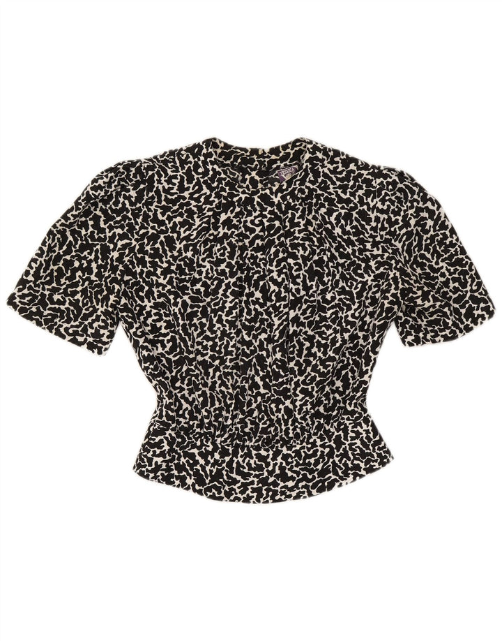 Yessica Damen Crop Bluse Top EU 38 Mittelschwarzes Polyester mit Animal-Print