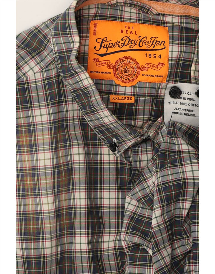 Superdry Herrenhemd 2XL Marineblau kariert Baumwolle