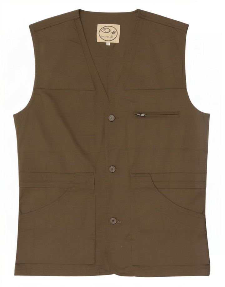 Vintage Herren Utility Gilet IT 52 XL Khaki Polyester