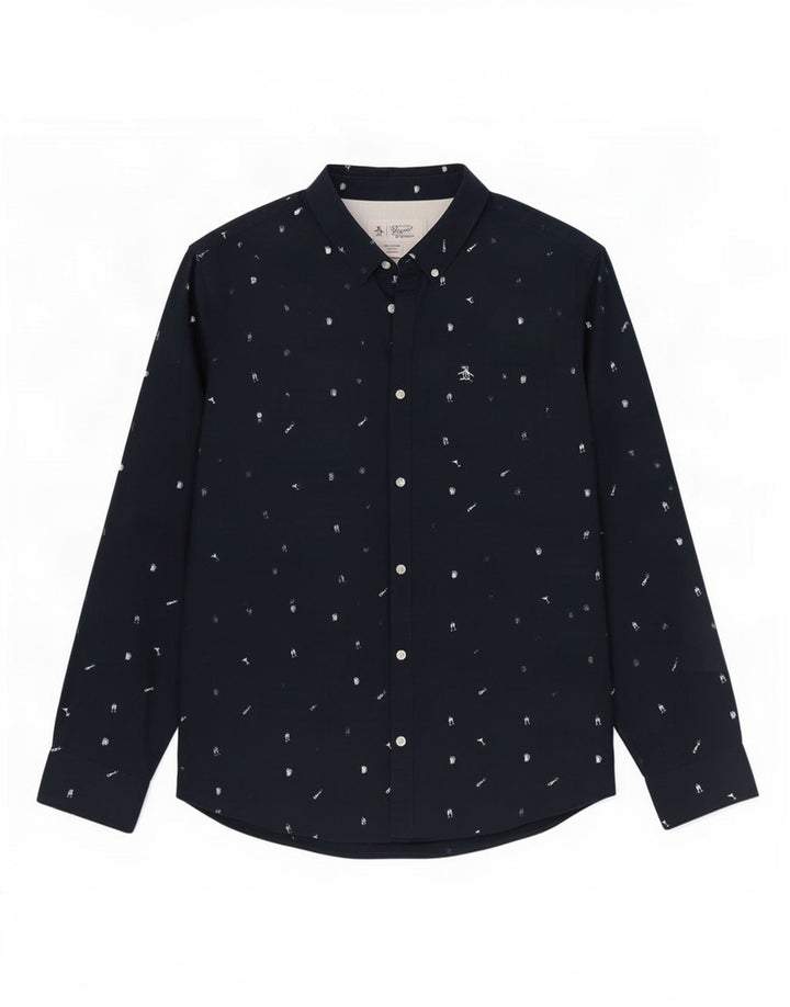 Penguin Herren-Hemd mit abstraktem Muster, 2XL, marineblau, Baumwolle