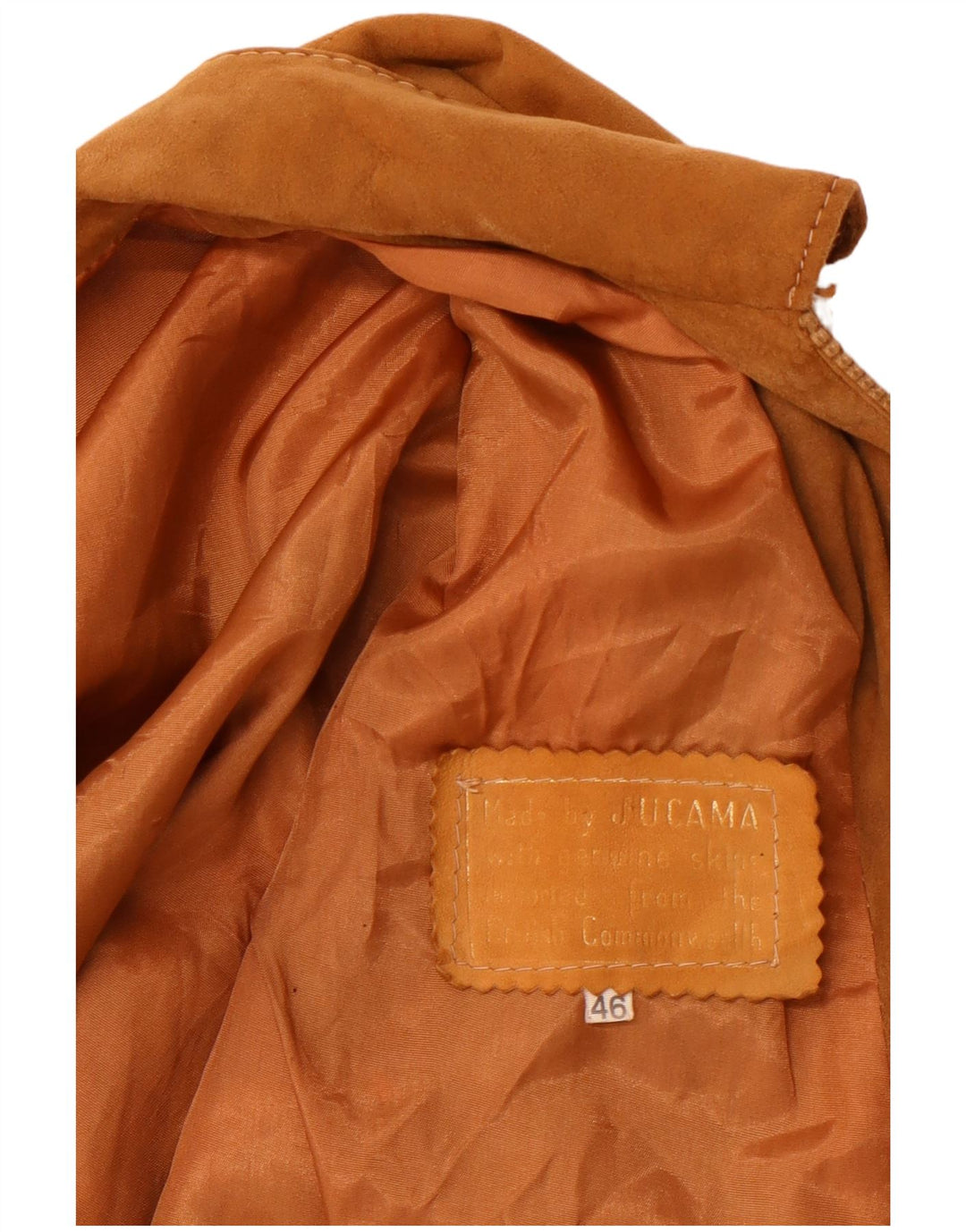 VINTAGE Damen Wildleder Bomberjacke IT 46 Großes braunes Leder