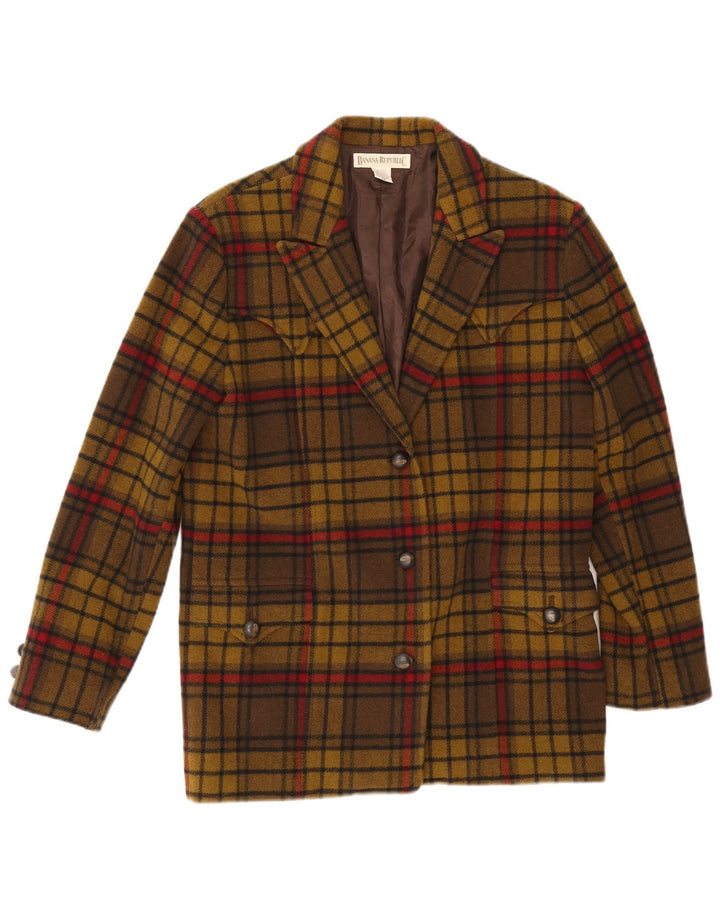 Banana Republic Damen-Blazer mit 3 Knöpfen, übergroß, Gr. 6, XS, Khaki-Karo
