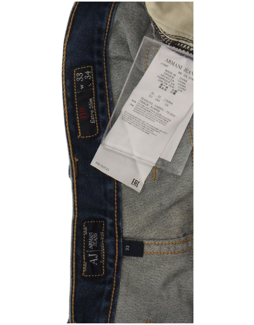 ARMANI Herren Skinny Jeans W33 L34 Blaue Baumwolle