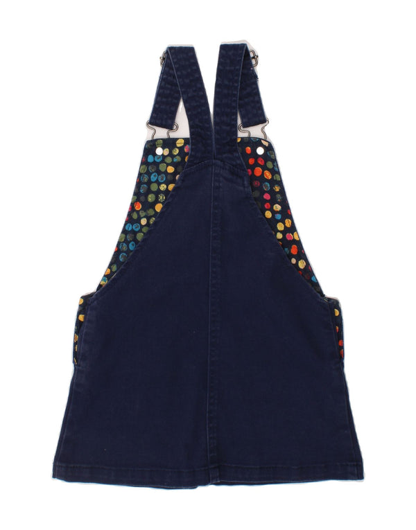 BENETTON Mädchen-Jeans-Latzkleid mit Grafik, 3–4 Jahre, 2XS, Marineblau, Baumwolle