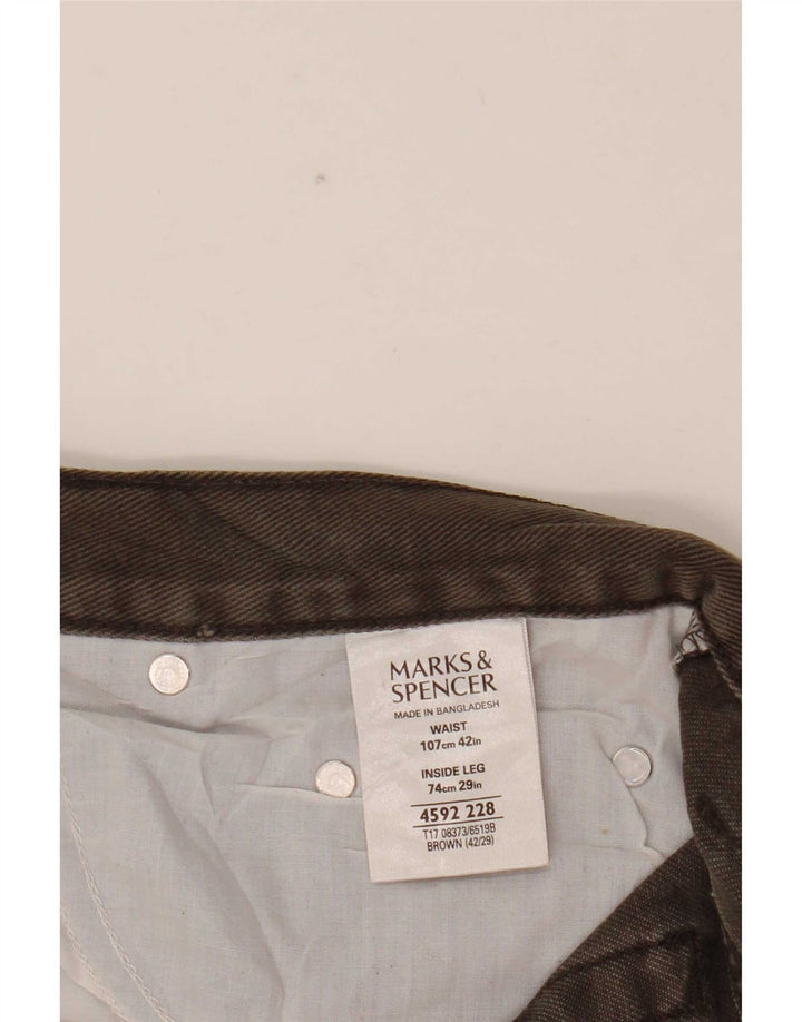 Marks & Spencer Herren Blue Harbor Straight Jeans W42 L29 Braune Baumwolle