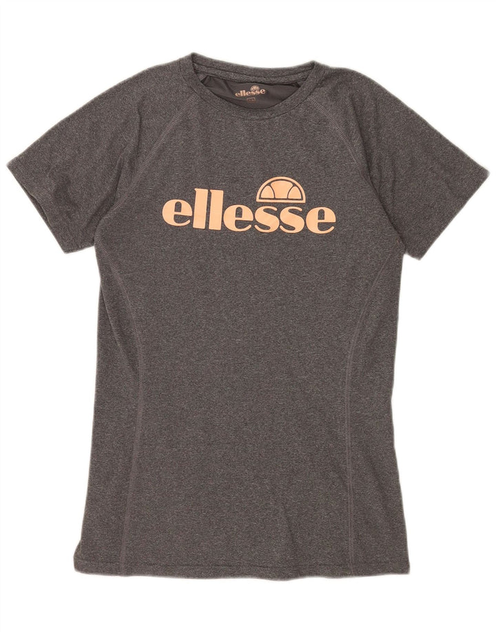 Ellesse Womens Graphic T-Shirt Top UK 12 Mittelgraues Polyester