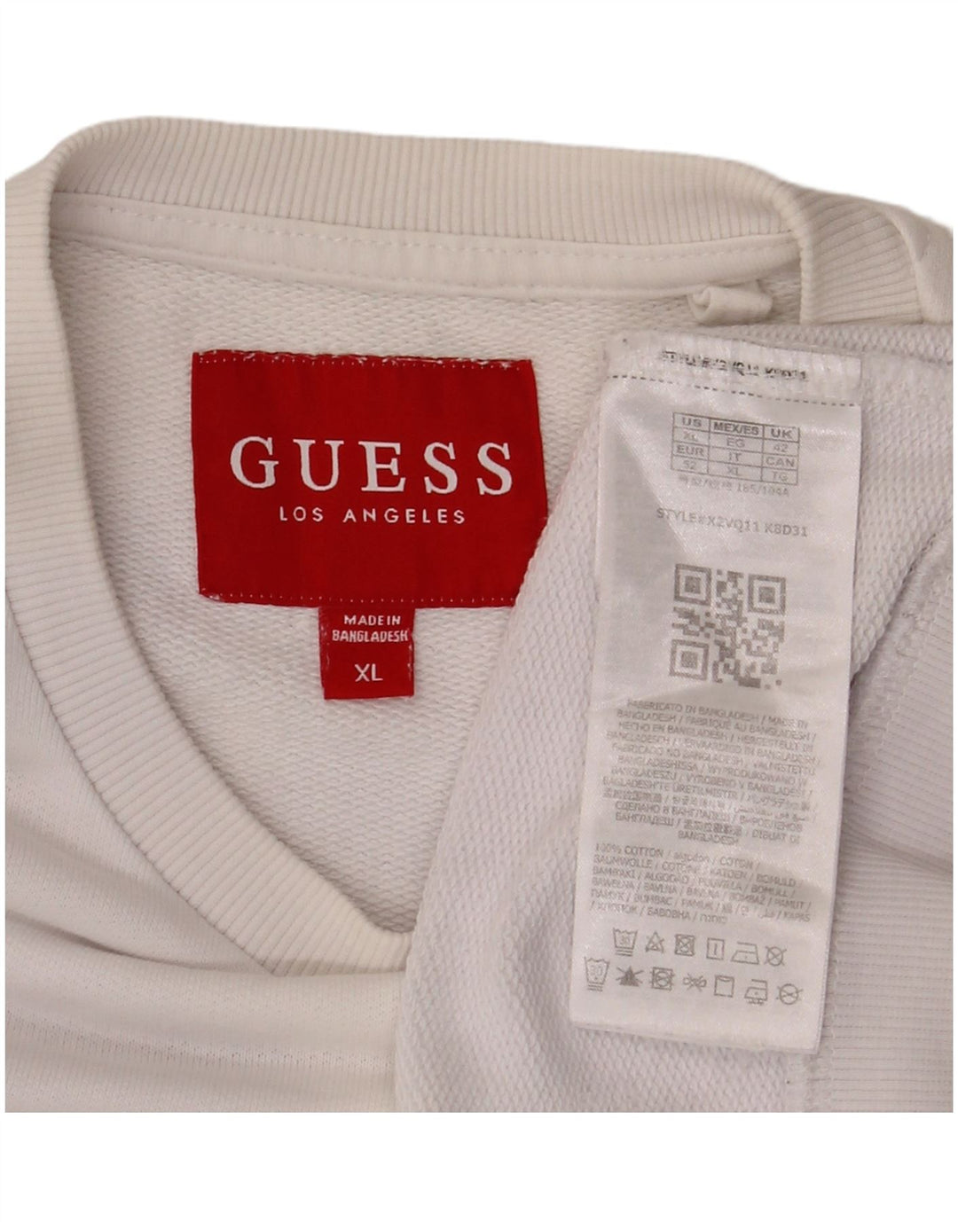 Guess Herren-Sweatshirt mit Grafik, XL, cremefarbene Baumwolle