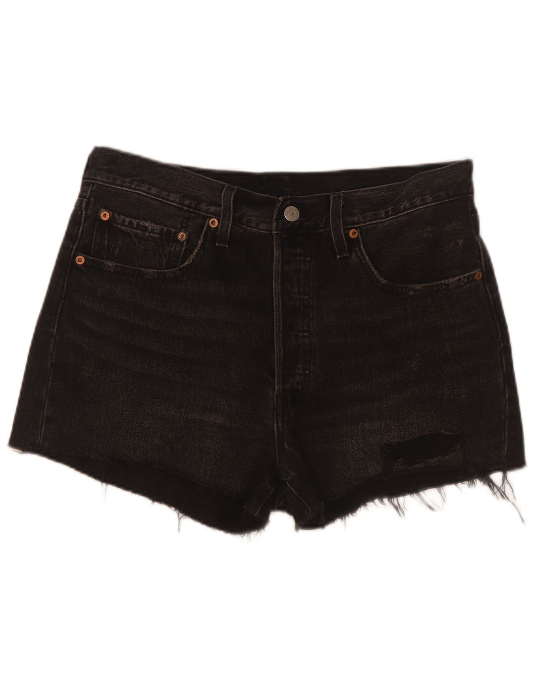 Levi's Damen 501 Distressed Denim Shorts W30 Mittelschwarze Baumwolle