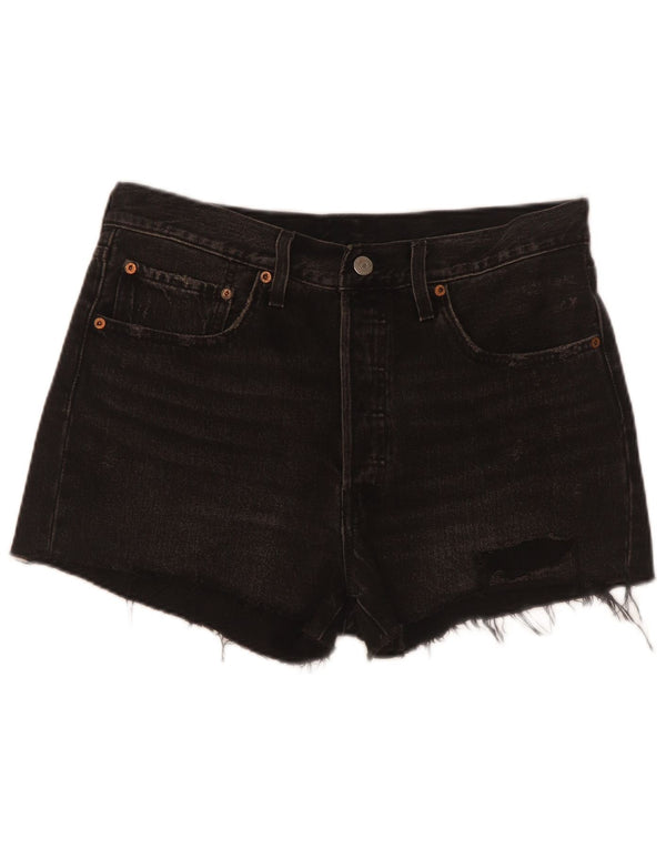 Levi's Damen 501 Distressed Denim Shorts W30 Mittelschwarze Baumwolle