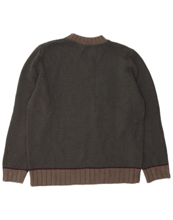 ZARA Herren-Pullover mit V-Ausschnitt, Mittelkhaki, Farbblock-Acryl