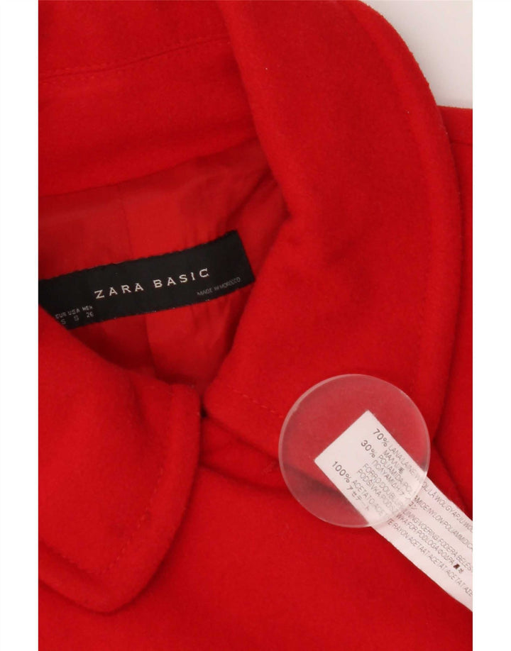 Zara Damen Pea Coat UK 10 Small Rote Wolle