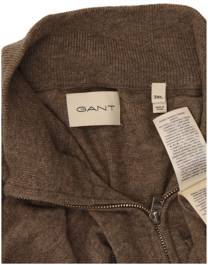 GANT Herren-Cardigan-Pullover 3XL Braun gefleckte Wolle