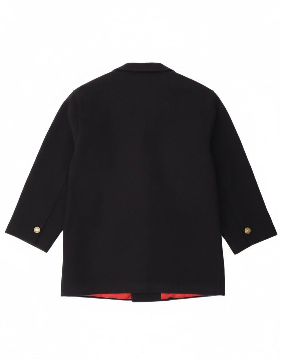 Vintage Herren Regular Fit Zweireihiger Mantel IT 46 Kleine marineblaue Wolle