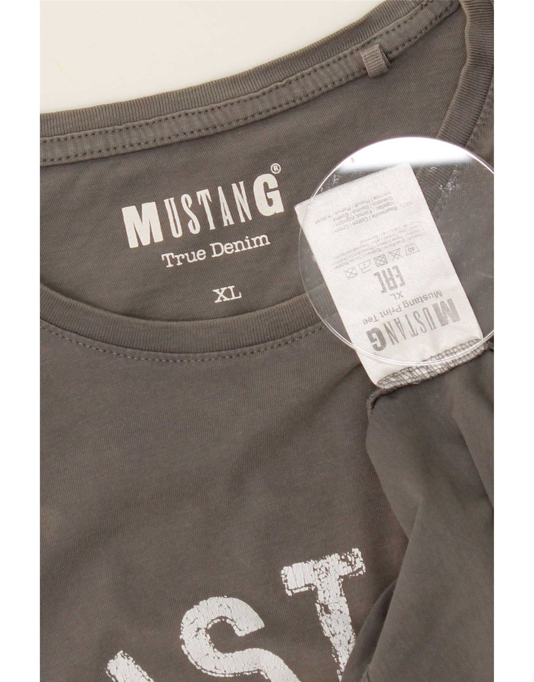 Mustang Herren-T-Shirt mit Grafik, XL, graue Baumwolle