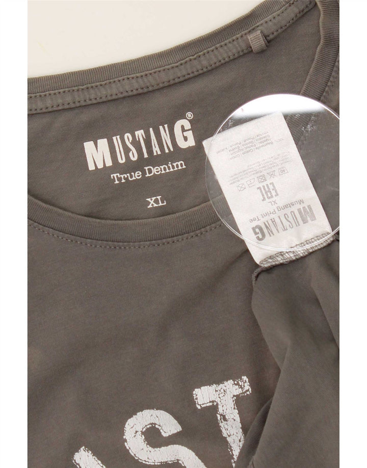 Mustang Herren-T-Shirt mit Grafik, XL, graue Baumwolle