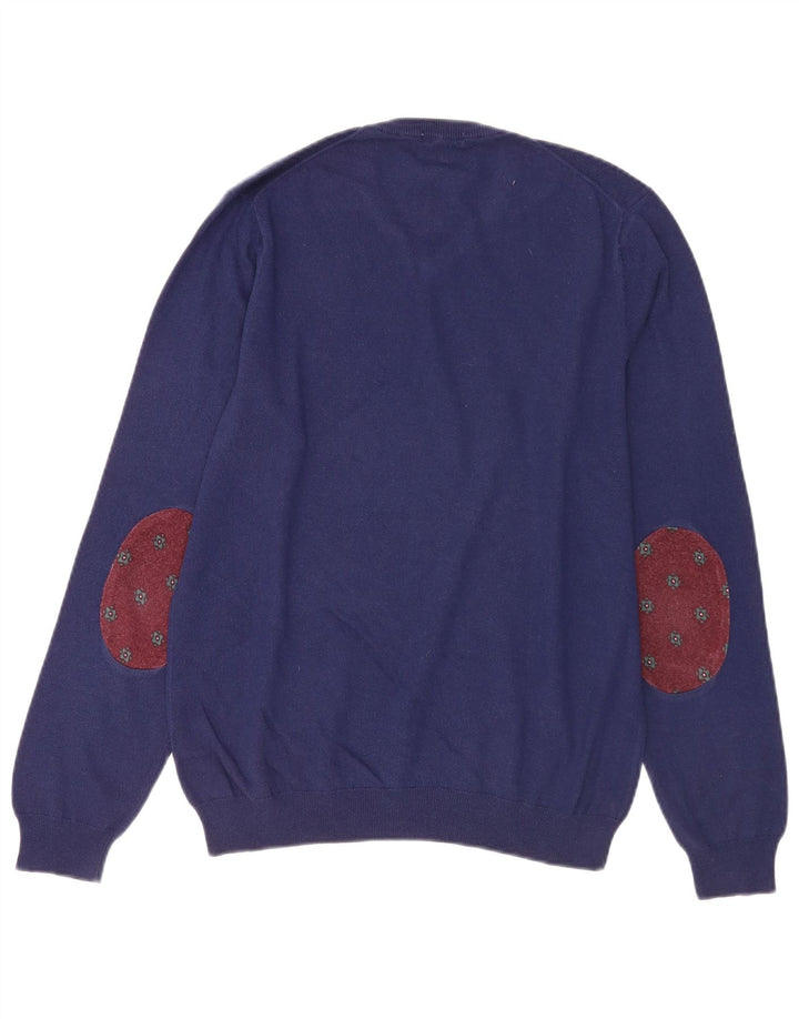 SUN68 Herren-Pullover mit V-Ausschnitt aus mittelblauer Wolle