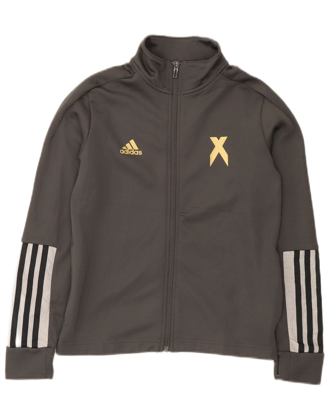 Adidas Jungen-Trainingsanzug-Top-Jacke, 9–10 Jahre, graues Polyester